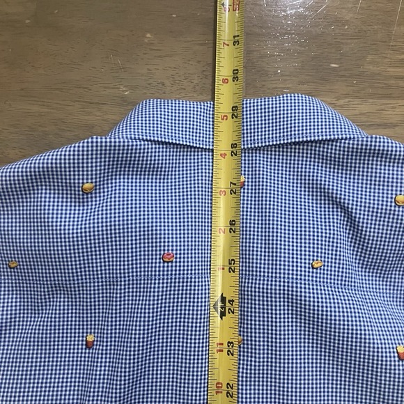 Robert Graham Shirt Mens Medium Gingham Button Down Flip Cuff Food Print Novelty - Picture 9 of 11